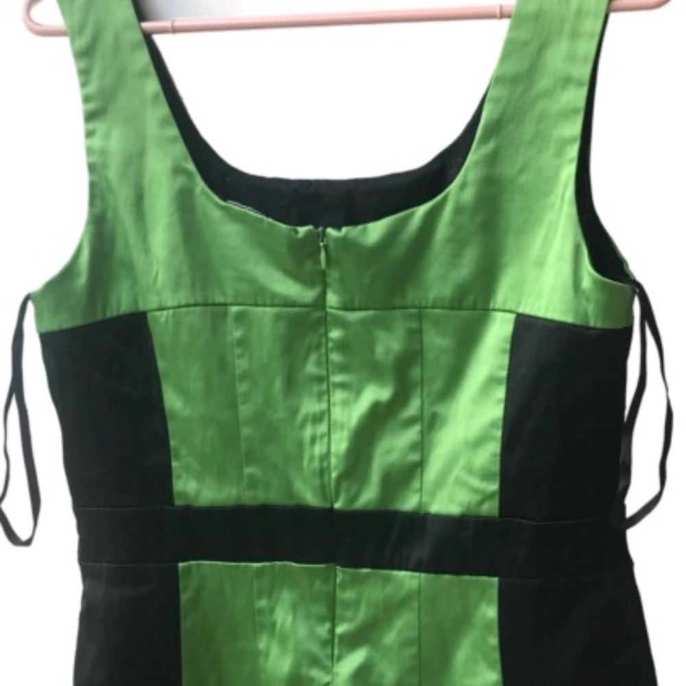 Green & Black Satin Corset-Style Sleeveless Top